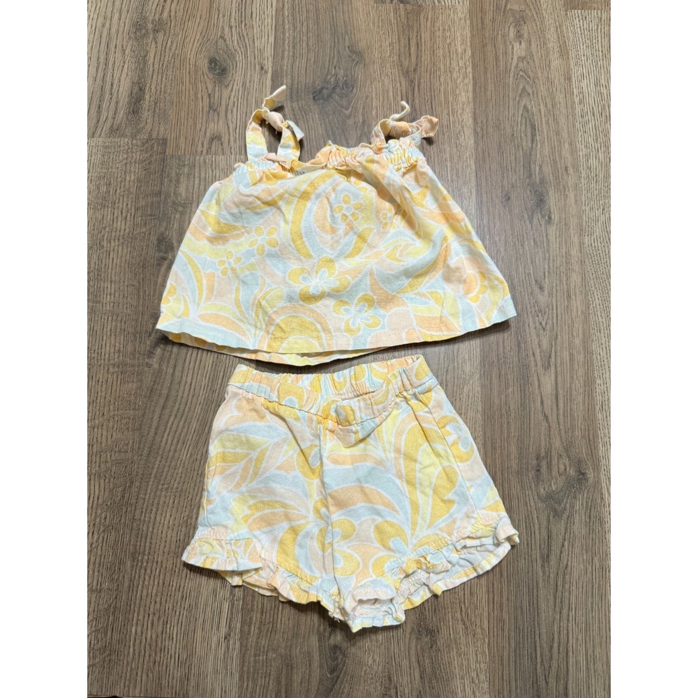 Little Co. by Lauren Conrad Outfit, Infant Girls 6M Yellow Green Tank Top Shorts